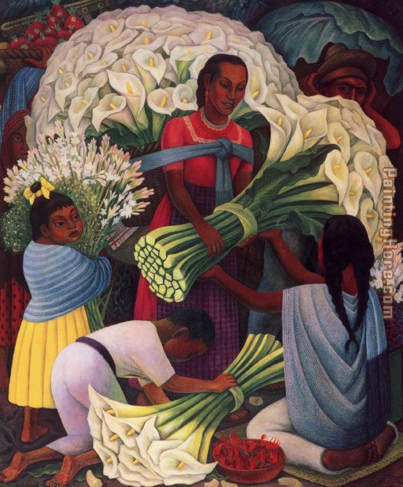 The Flower Vendor painting - Diego Rivera The Flower Vendor art painting